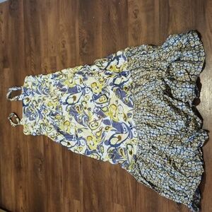 CIA. Maritima Blue Green White MCM Empire Waist Maxi Dress A7